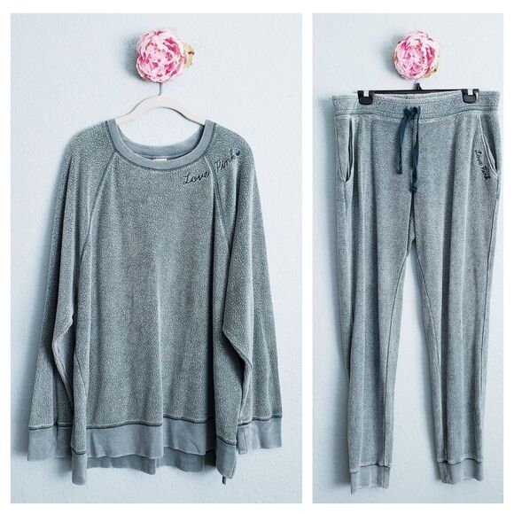 PINK Victoria's Secret Sweaters - PINK Victoria's Secret Comfy Cozy Embroidered Lounge Set